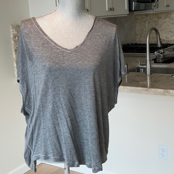 Lululemon t-shirt size M Gray. Short sleeve with v-back.  Read description - Picture 1 of 5